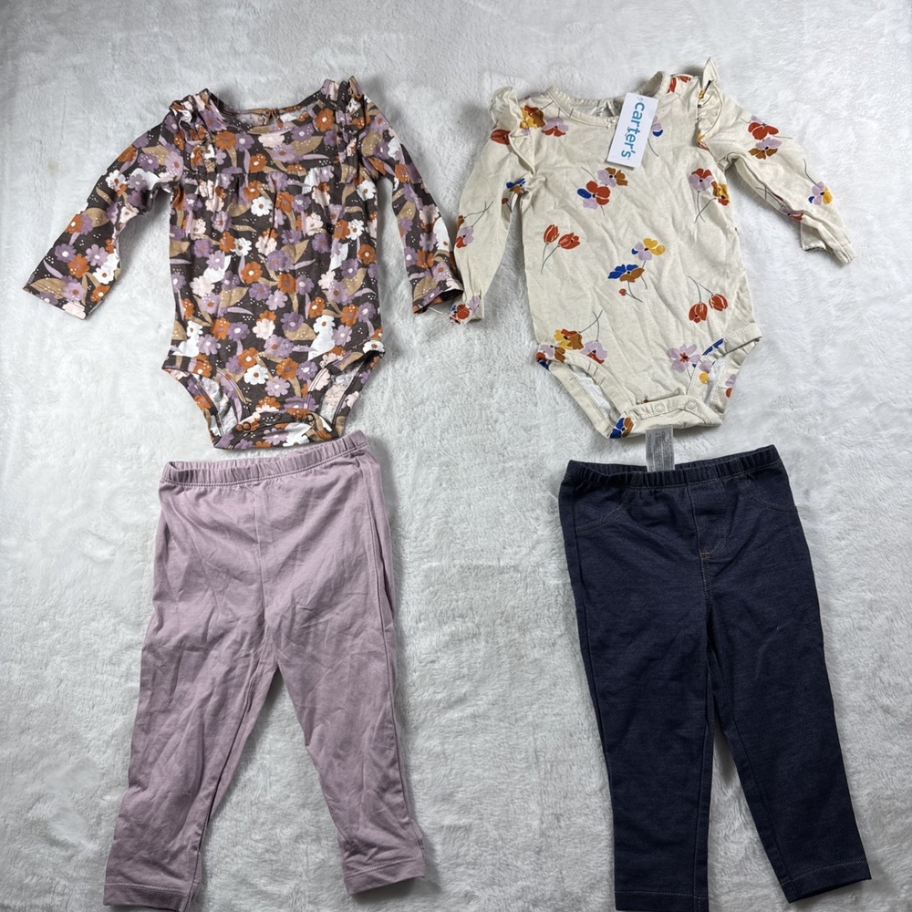 Carter's Baby Girls 4-Piece Floral Bodysuit and Leggings Set Size 18M Multicolor